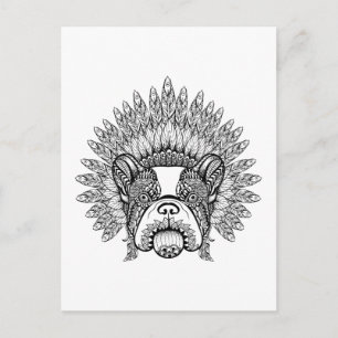 Inspirierter französischer Bulldog-Bonnet im Krieg Postkarte