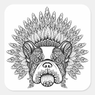 Inspirierter Französischer Bulldogge in Kriegsbonn Quadratischer Aufkleber