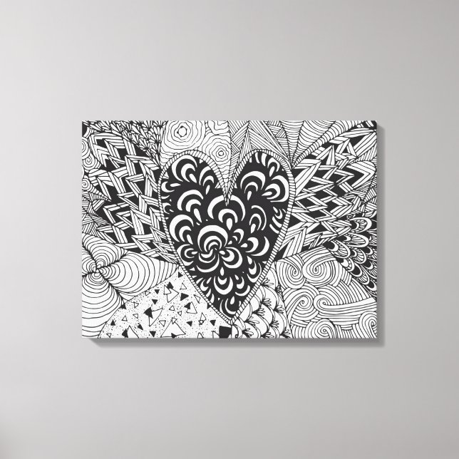 Inspirierter Herzdoodle 6 Leinwanddruck (Vorderseite)