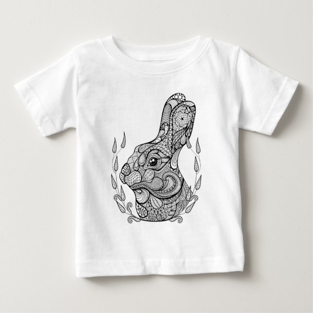 Inspirierter Kopf des Kaninchens im Wreath Baby T-shirt (Vorderseite)