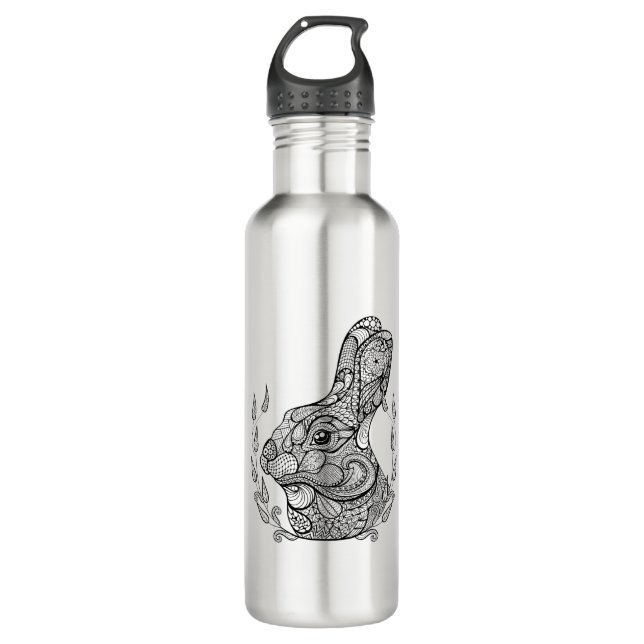 Inspirierter Kopf des Kaninchens im Wreath Trinkflasche (Vorderseite)