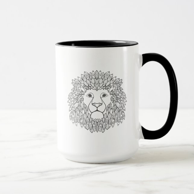 Inspirierter Löwe-Kopf 3 Tasse (Rechts)