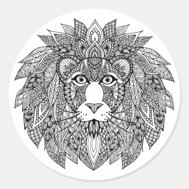 Inspirierter Löwenkopf 4 Runder Aufkleber (Vorderseite)