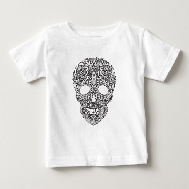 Inspirierter menschlicher Schädel Baby T-shirt (Vorderseite)