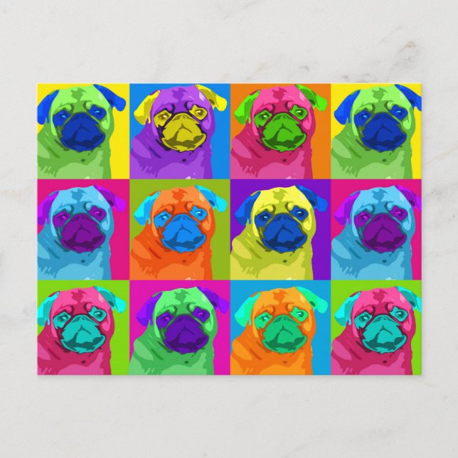 inspirierter Mops Postkarte (Vorderseite)