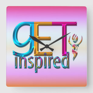 Inspirierter ~ Neon Quadratische Wanduhr
