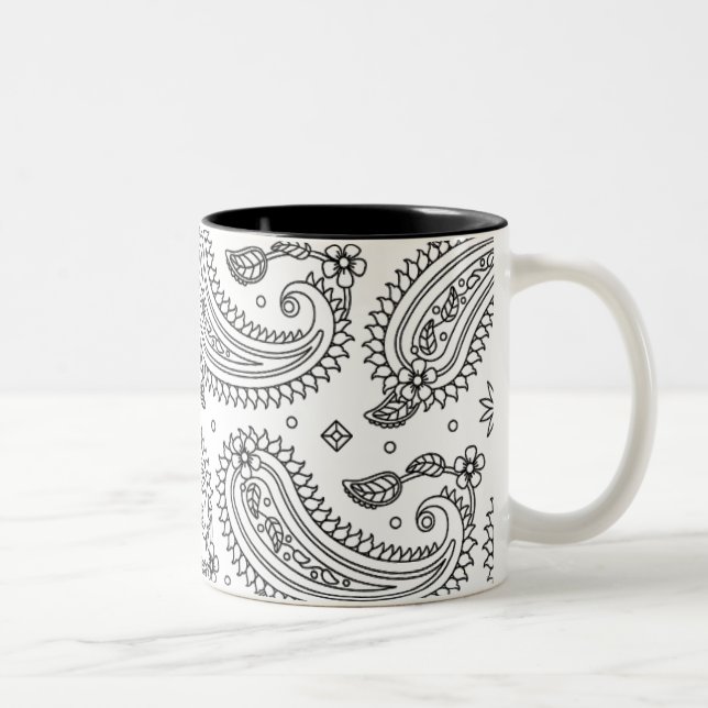 Inspirierter Paisley-Entwurf Zweifarbige Tasse (Rechts)