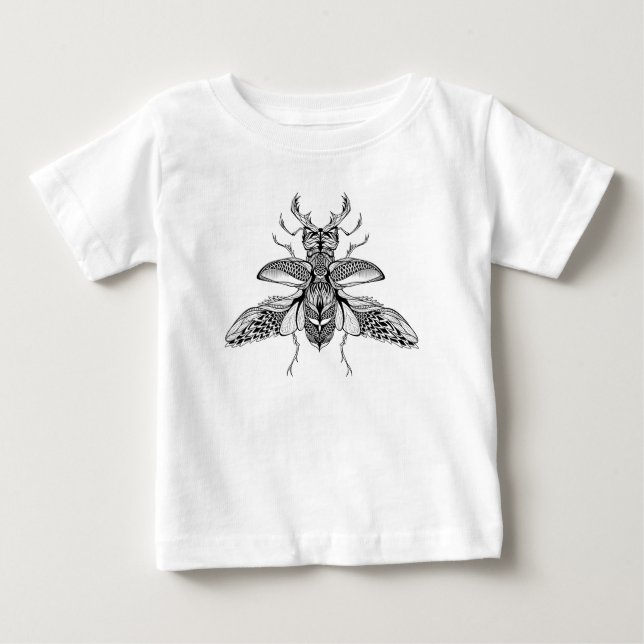 Inspirierter psychedelischer Hirsch-Käfer Baby T-shirt (Vorderseite)