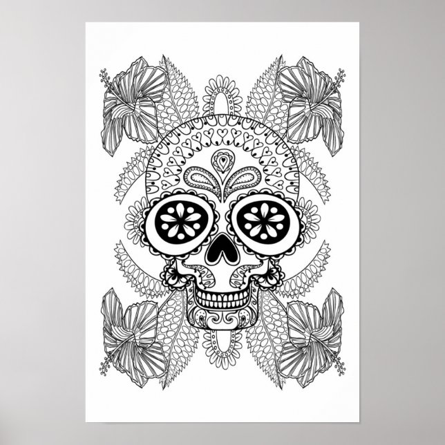 Inspirierter Schädel in Blume 2 Poster (Vorne)