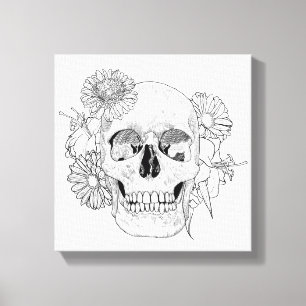 Inspirierter Schädel und Blumen 6 Leinwanddruck