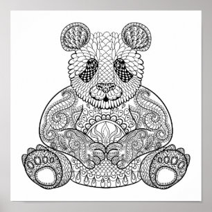 Inspirierter Stammes- Panda 2 Poster