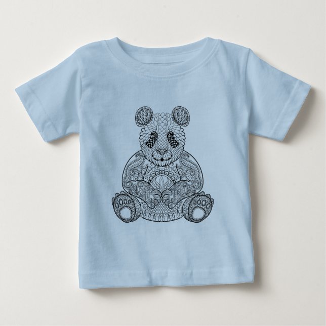 Inspirierter Stammes- Panda Baby T-shirt (Vorderseite)