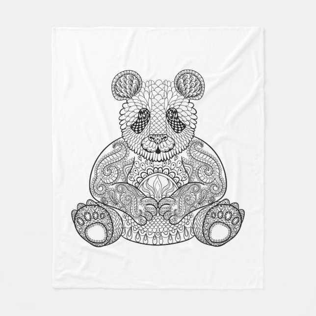 Inspirierter Stammes- Panda Fleecedecke (Vorderseite)