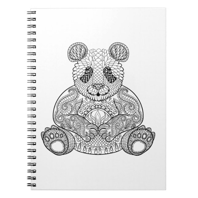 Inspirierter Stammes- Panda Notizblock (Vorderseite)