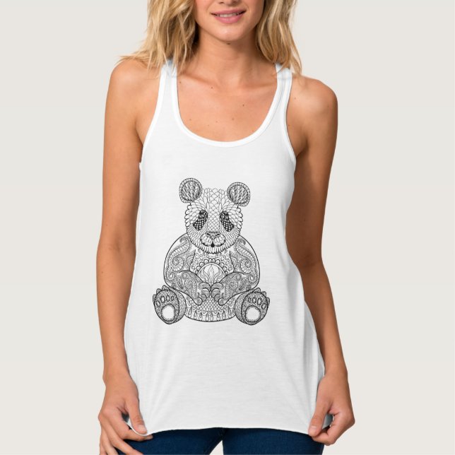 Inspirierter Stammes- Panda Tank Top (Vorderseite)