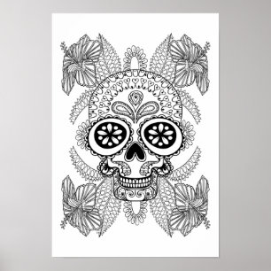 Inspirierter Totenkopf in Blumen 2 Poster