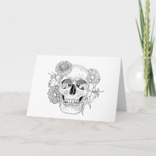 Inspirierter Totenkopf und Blumen Karte