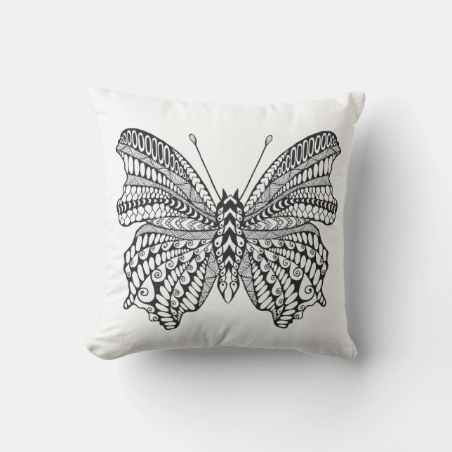 Inspirierter tropischer Schmetterling Kissen (Vorderseite)