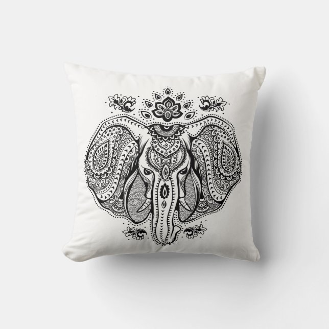 Inspirierter Vintager indischer Elefant Kissen (Vorderseite)