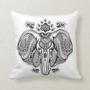 Inspirierter Vintager indischer Elefant Kissen