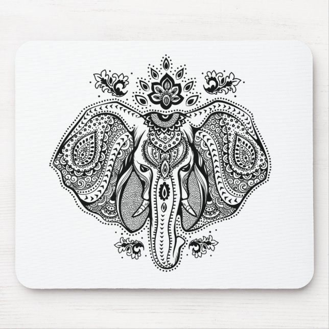 Inspirierter Vintager indischer Elefant Mousepad (Vorne)