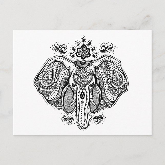 Inspirierter Vintager indischer Elefant Postkarte (Vorderseite)