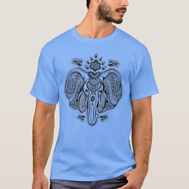 Inspirierter Vintager indischer Elefant T-Shirt (Vorderseite)