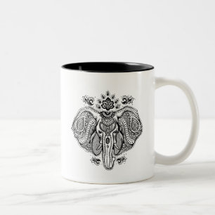 Inspirierter Vintager indischer Elefant Zweifarbige Tasse