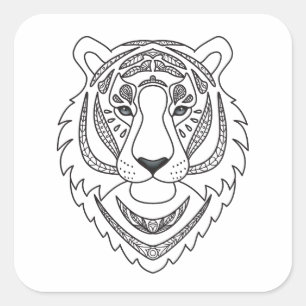 Inspirierter weißer Tiger Quadratischer Aufkleber