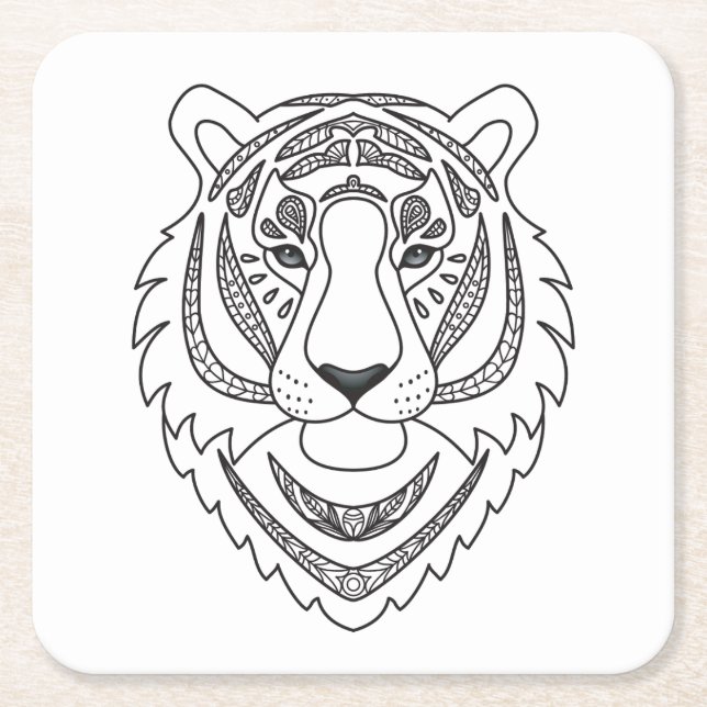 Inspirierter weißer Tiger Rechteckiger Pappuntersetzer (Vorderseite)