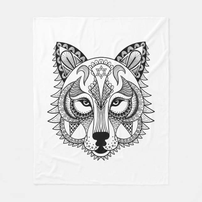 Inspirierter Wolf Fleecedecke (Vorderseite)