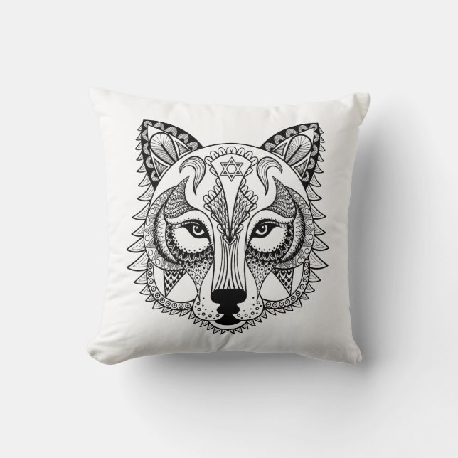Inspirierter Wolf Kissen (Vorderseite)