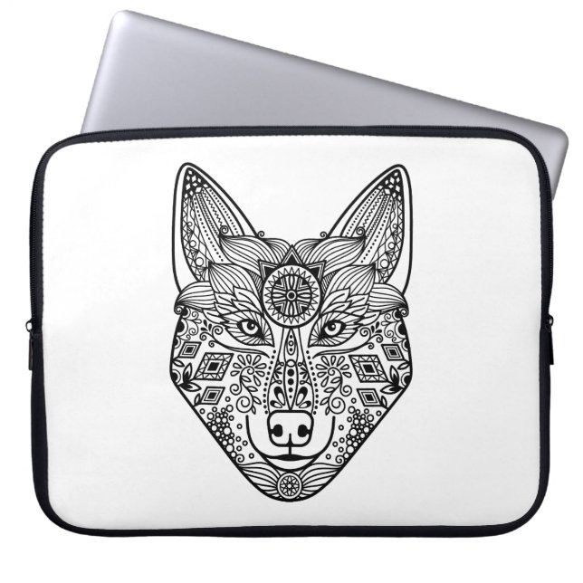 Inspirierter Wolf-Kopf Laptopschutzhülle (Vorderseite)