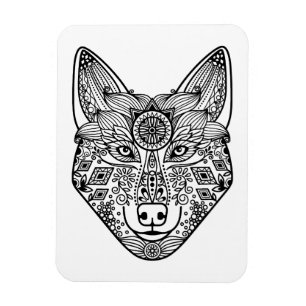 Inspirierter Wolf-Kopf Magnet
