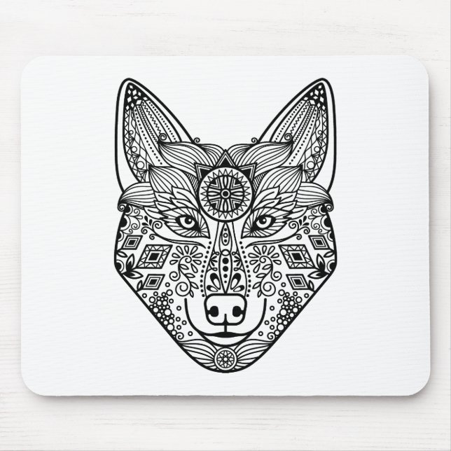 Inspirierter Wolf-Kopf Mousepad (Vorne)