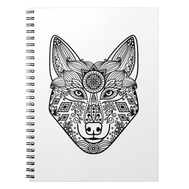 Inspirierter Wolf-Kopf Notizblock (Vorderseite)