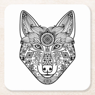 Inspirierter Wolf-Kopf Rechteckiger Pappuntersetzer