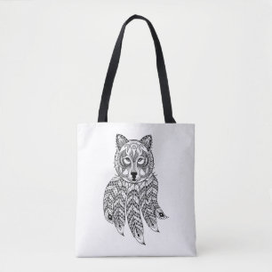 Inspirierter Wolf mit Dreamcatcher 2 Tasche