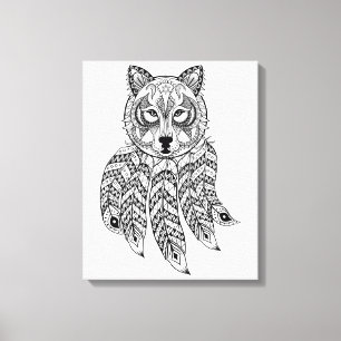 Inspirierter Wolf mit Dreamcatcher 6 Leinwanddruck