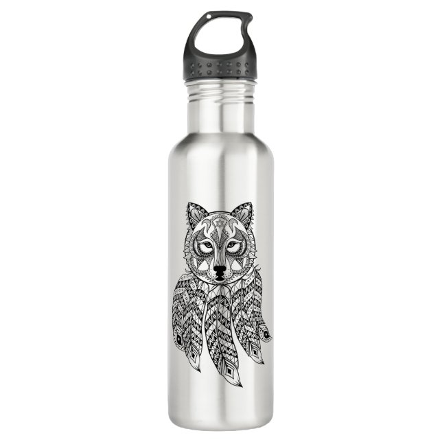 Inspirierter Wolf mit Dreamcatcher Trinkflasche (Vorderseite)