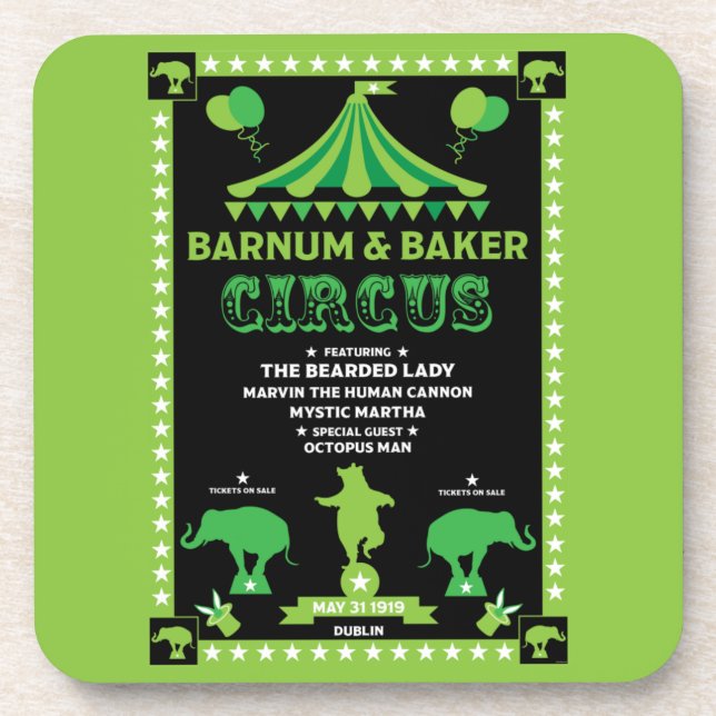 Inspirierter Zirkus Getränkeuntersetzer (Vorderseite)
