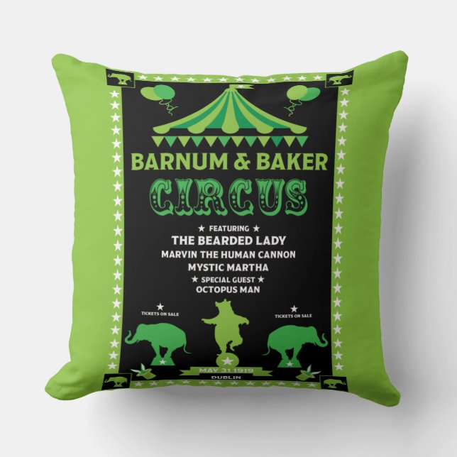 Inspirierter Zirkus Kissen (Vorderseite)
