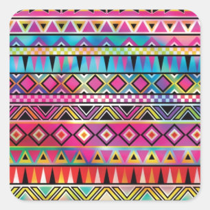 Inspiriertes Aztec-Muster Quadratischer Aufkleber