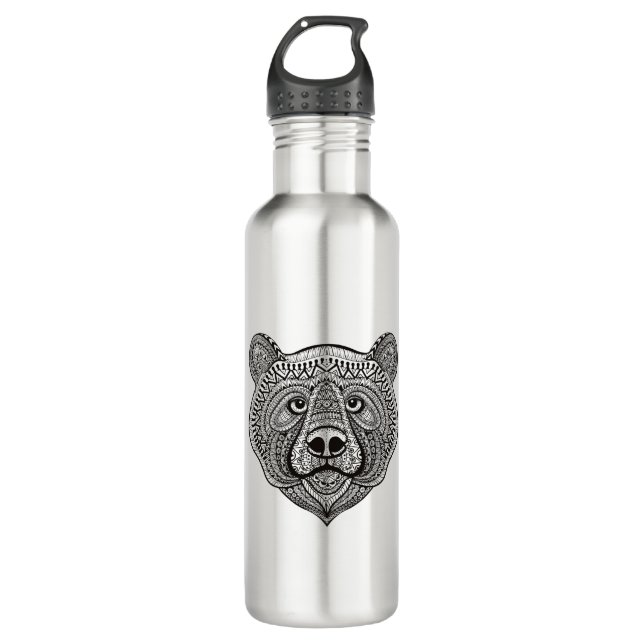 Inspiriertes Bärn-Gesicht Edelstahlflasche (Vorderseite)