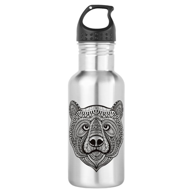 Inspiriertes Bärn-Gesicht Edelstahlflasche (Vorderseite)