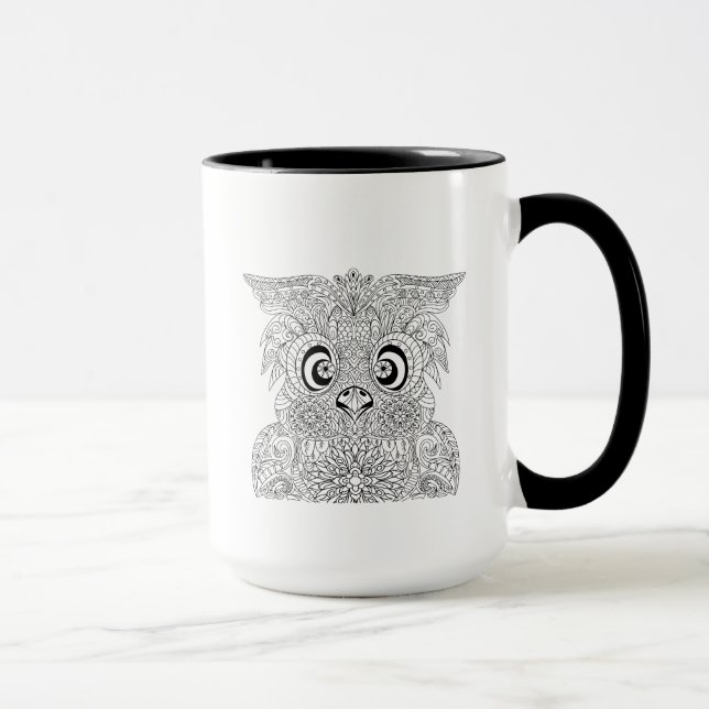 Inspiriertes Eulen-Porträt Tasse (Rechts)
