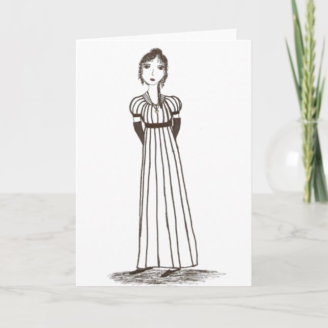 Inspiriertes gestreiftes Kleid Janes Austen Karte (Vorderseite)