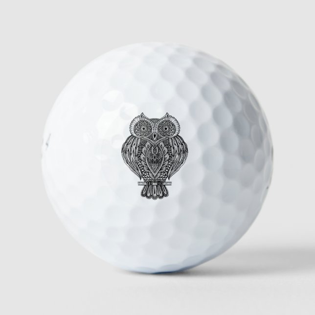 Inspiriertes Handgezogenes Verziertes Owl Golfball (Vorderseite)