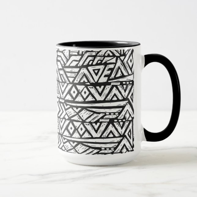 Inspiriertes künstlerisches Stammes- Muster Tasse (Rechts)