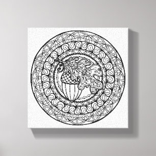 Inspiriertes Mandala-Herbst-Eichen-Blatt 6 Leinwanddruck